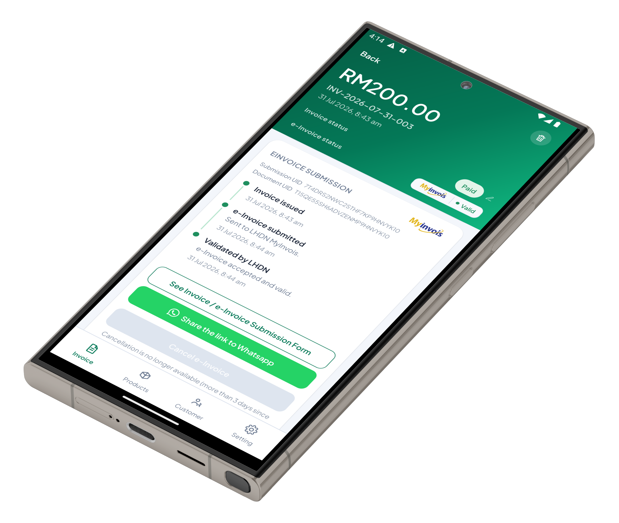 BizResit app — invoice detail